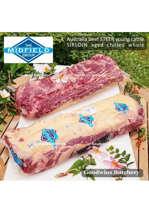 Beef SIRLOIN Porterhouse Has Luar AGED BY GOODWINS 3-4 weeks STEER (young cattle) Australia chilled whole cut MIDFIELD +/- 5.5kg (price/kg) PREORDER 2-3 days notice